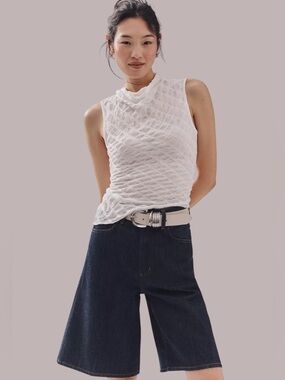 Maeve Anthropologie Mock neck Maeve Asymmetric Textured Top